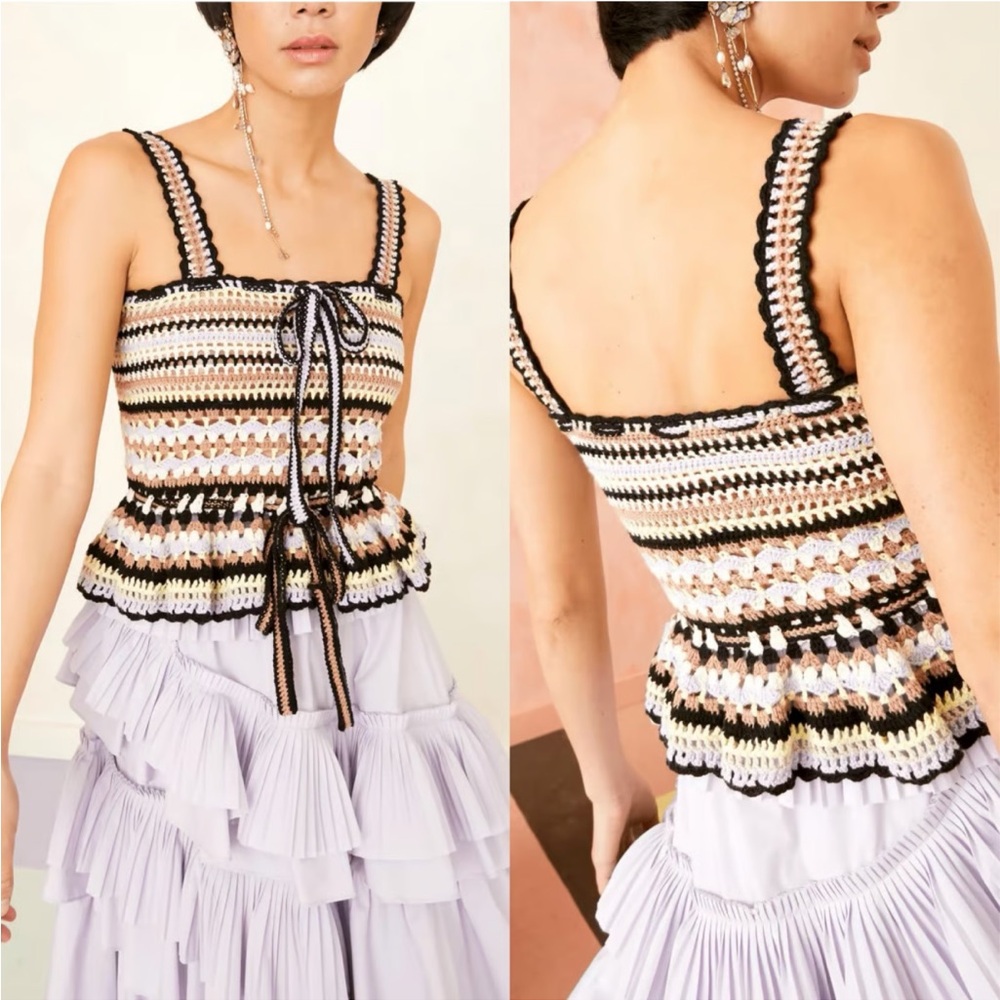 Ulla Johnson Zita Crochet Tank Top‎ Multicolor Knit